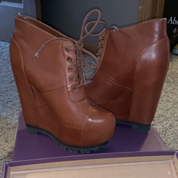 Wild Pair Shoes - Authentic Leather Platform Booties Wild Pair Shoes - Authentic Leather Platform Booties